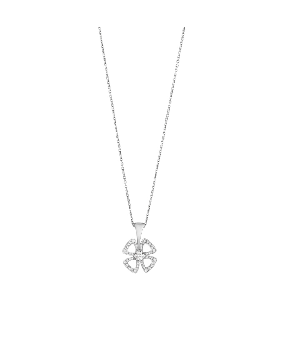 Bvlgari Womens Silver Fiorever 18ct White Gold And 0.16ct Round Brilliant-cut Diamond Necklace In White