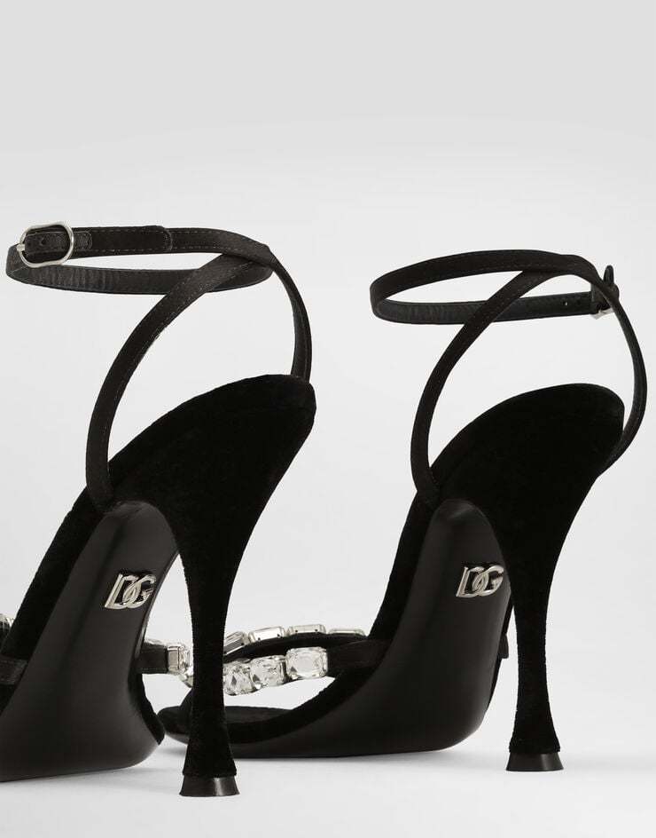 Dolce & Gabbana Keira 105 Satin Sandals With Gemstone Embellishments In Black
