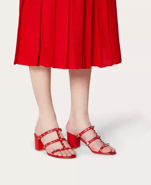 Shop Valentino Rockstud Sandals In Red