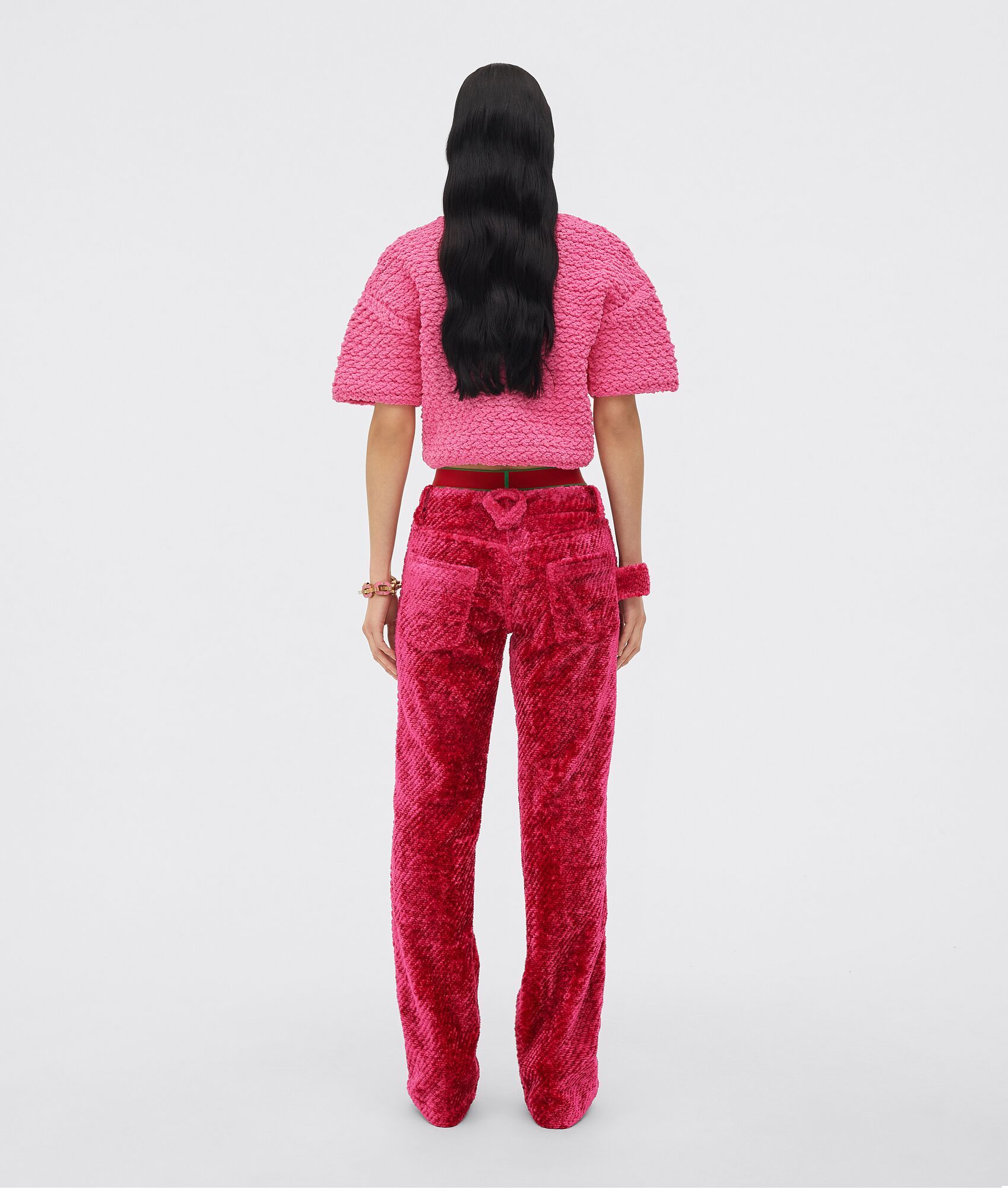 Bottega Veneta Chunky-knit V-neck Jumper In Pink