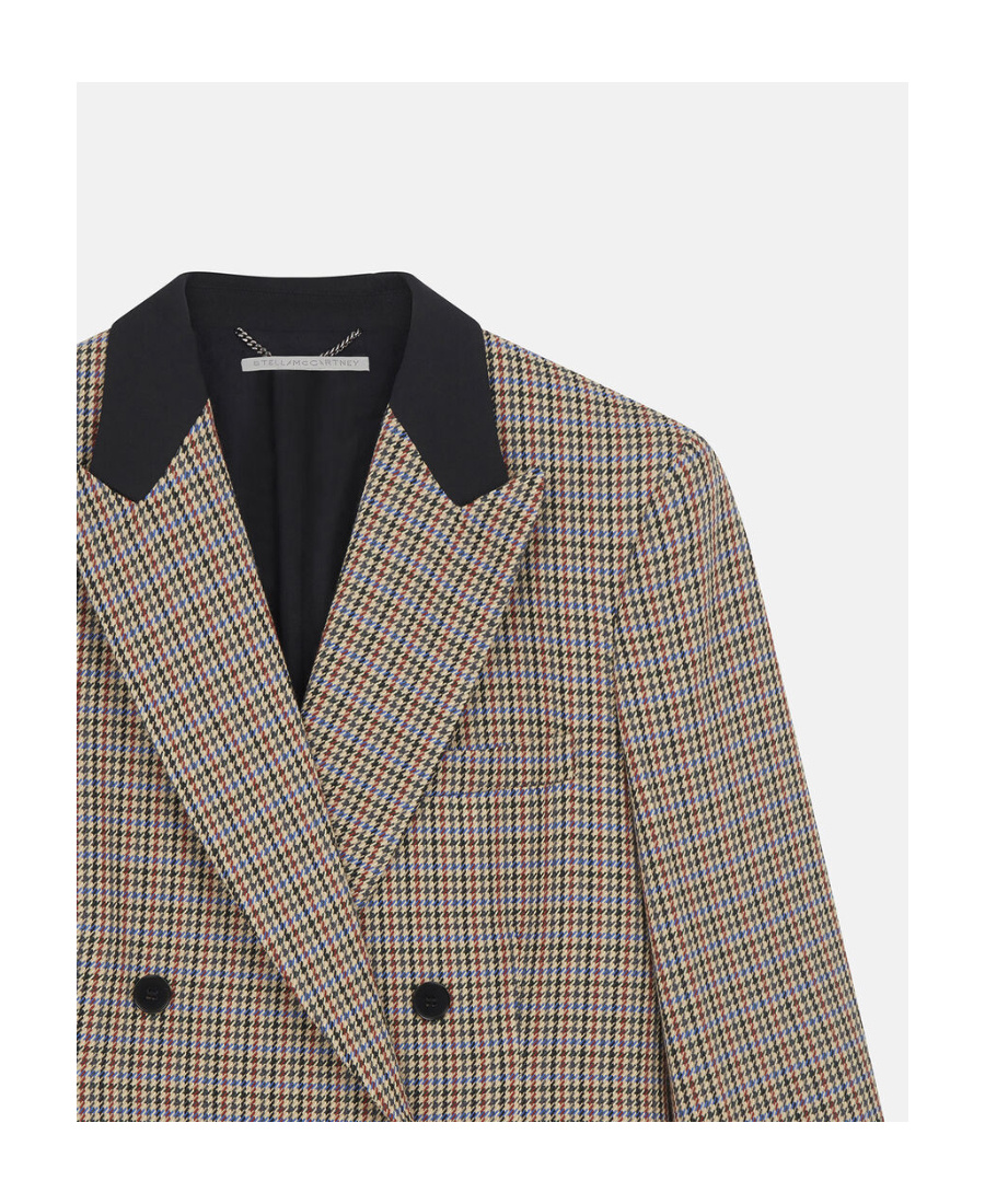 Stella Mccartney Double-breasted Houndstooth Blazer In Multicolor