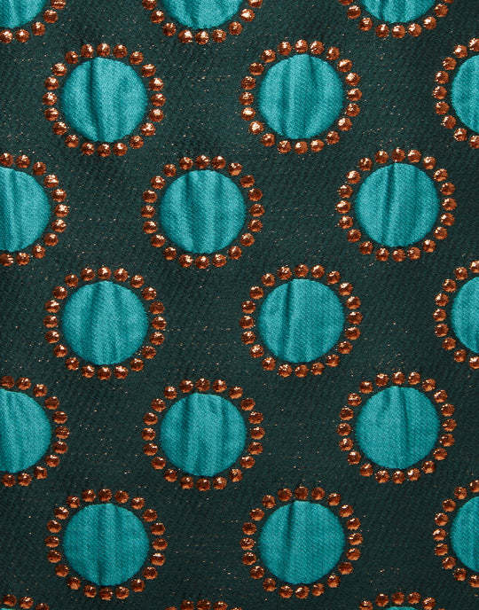 La Doublej Jacquard Column Dress With Feather Trim In Green