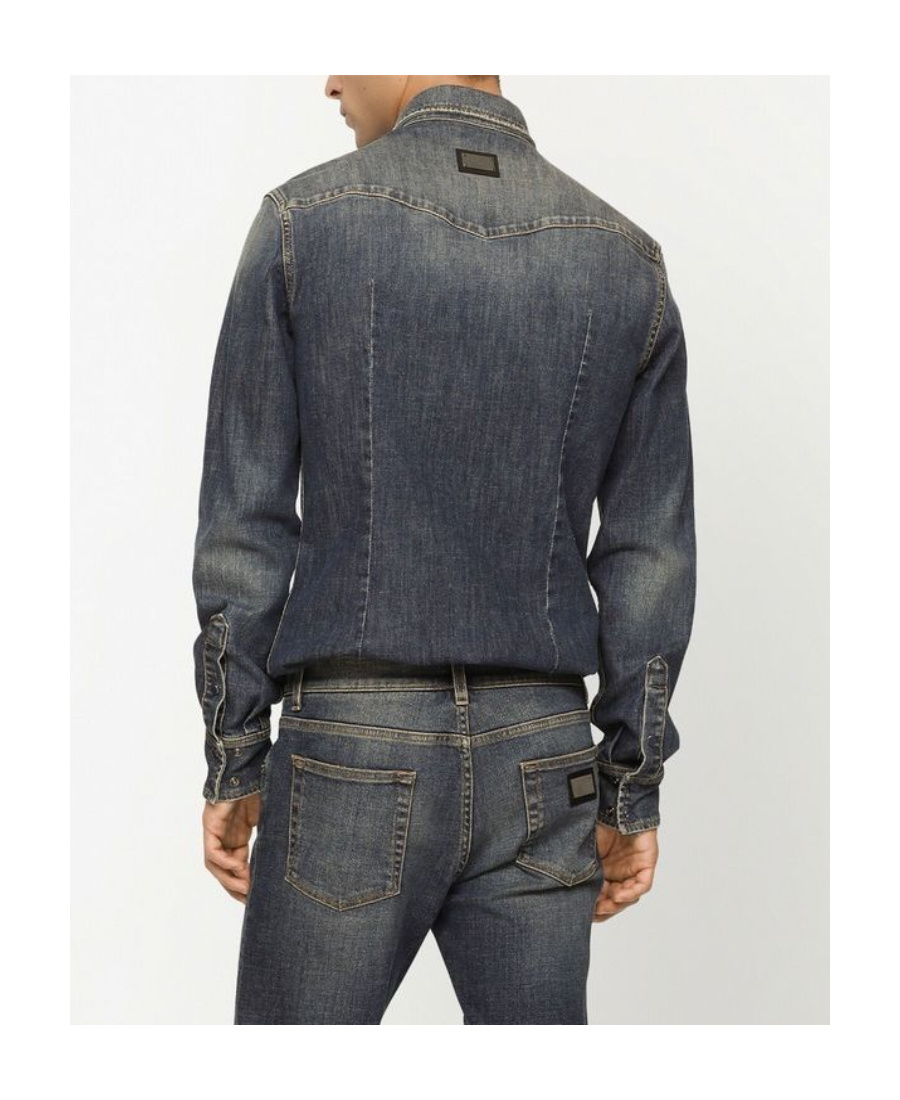 Dolce & Gabbana Button-up Denim Shirt In Black