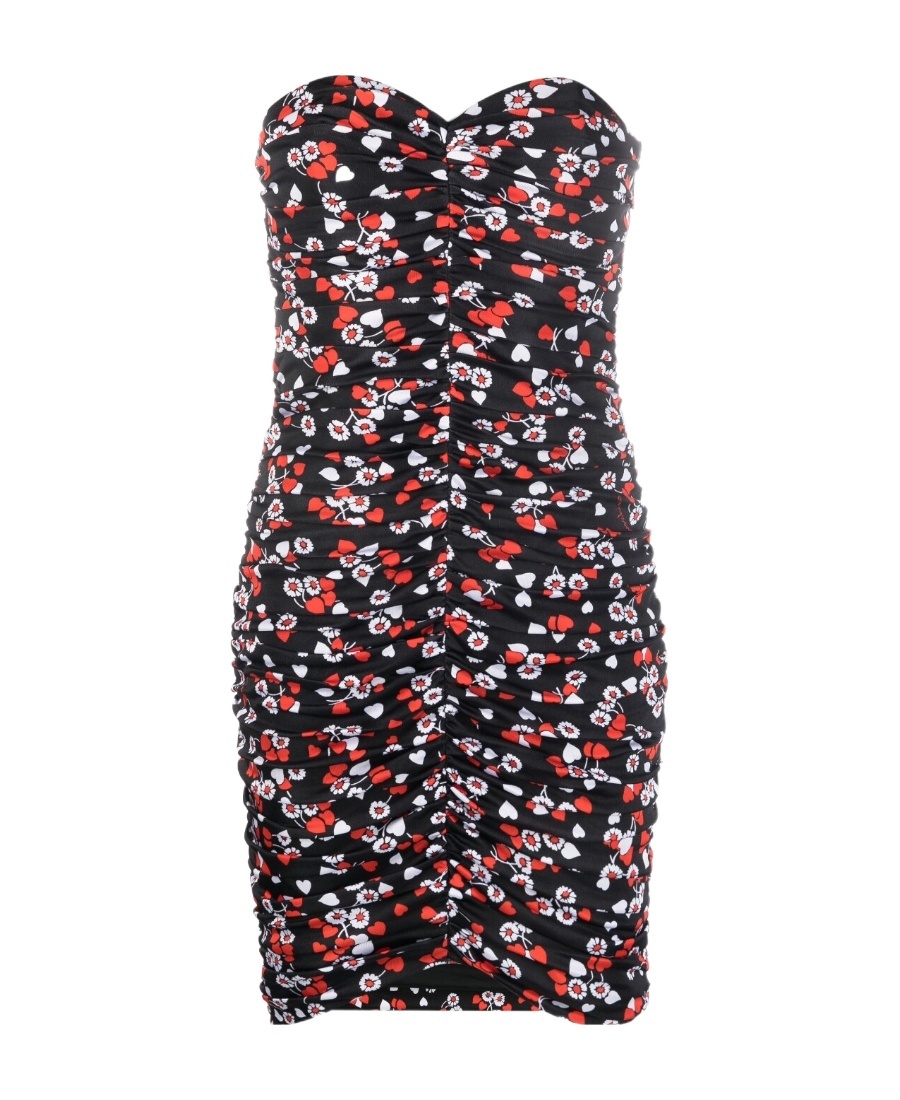 Moschino Floral-print Strapless Minidress In Black
