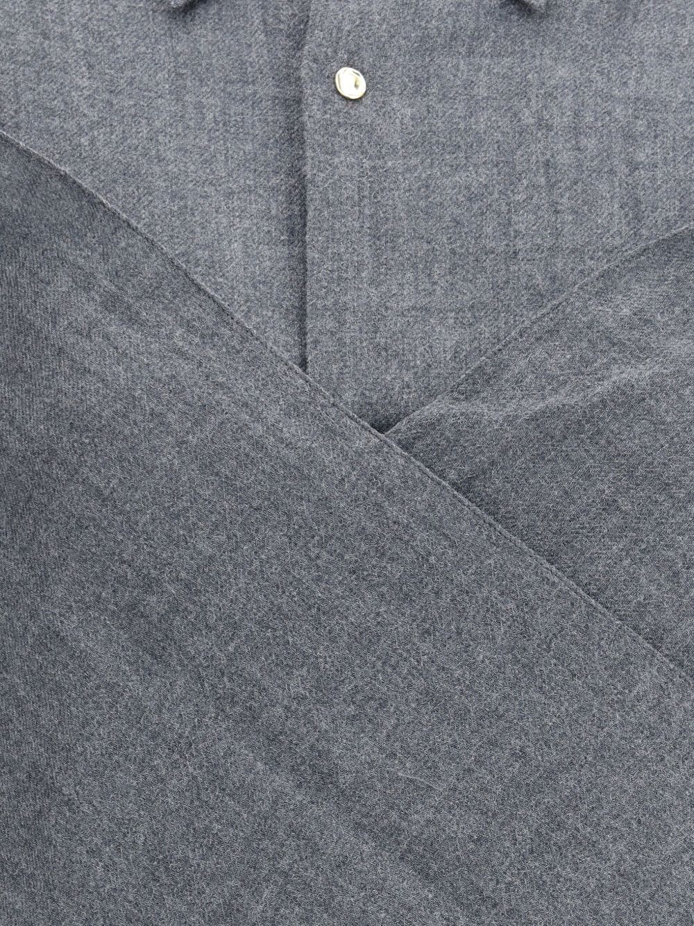 Darkpark Draped Wool Shirt With Textured Fabric In Gray