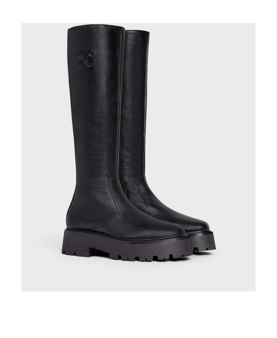 Celine Triomphe Large Zipper Boots In Black