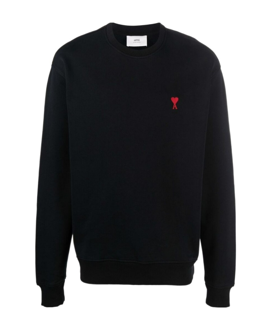 Ami Alexandre Mattiussi Ami Paris Ami De Coeur Wool Crewneck Sweater In Black