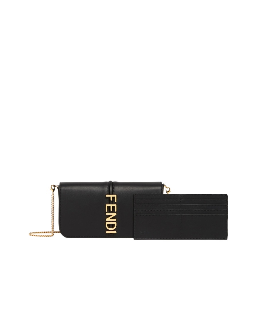 Fendi Graphy Leather Wallet In Black