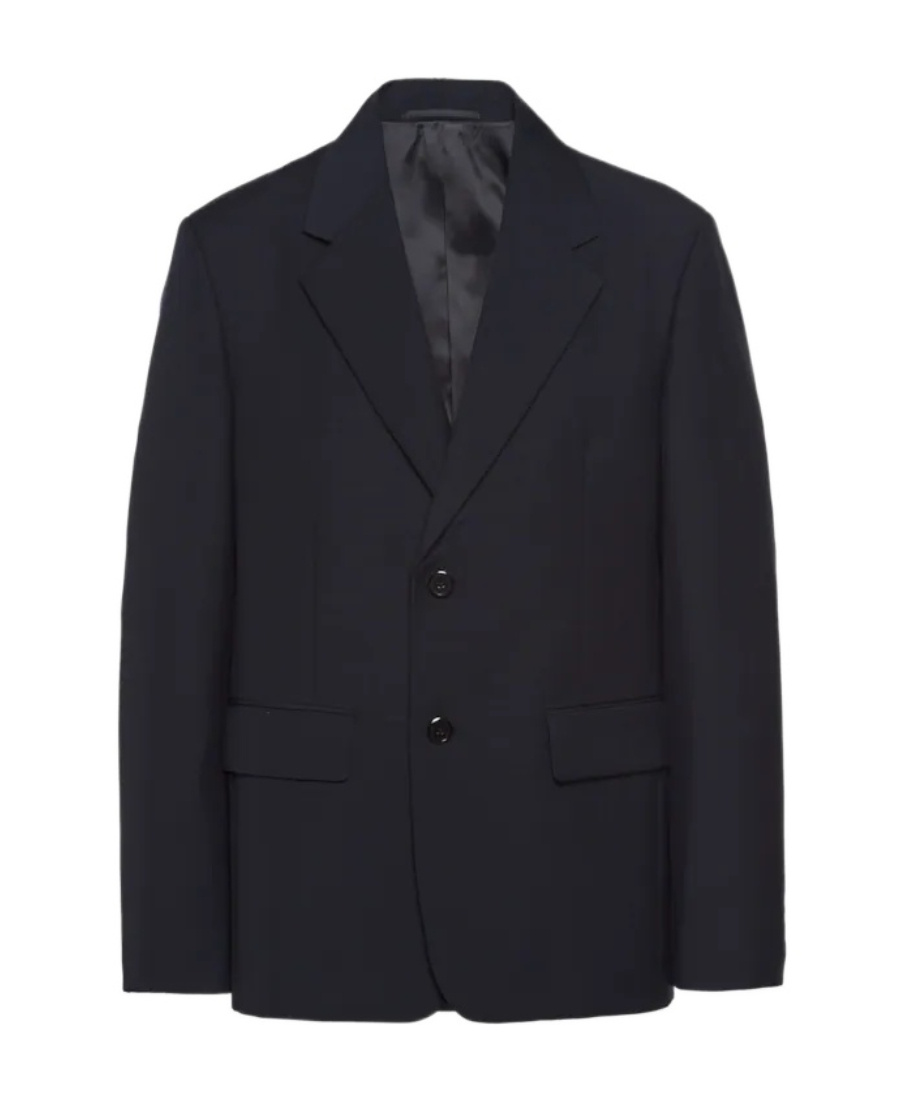Prada Navy Single Breasted Blazer In Blue