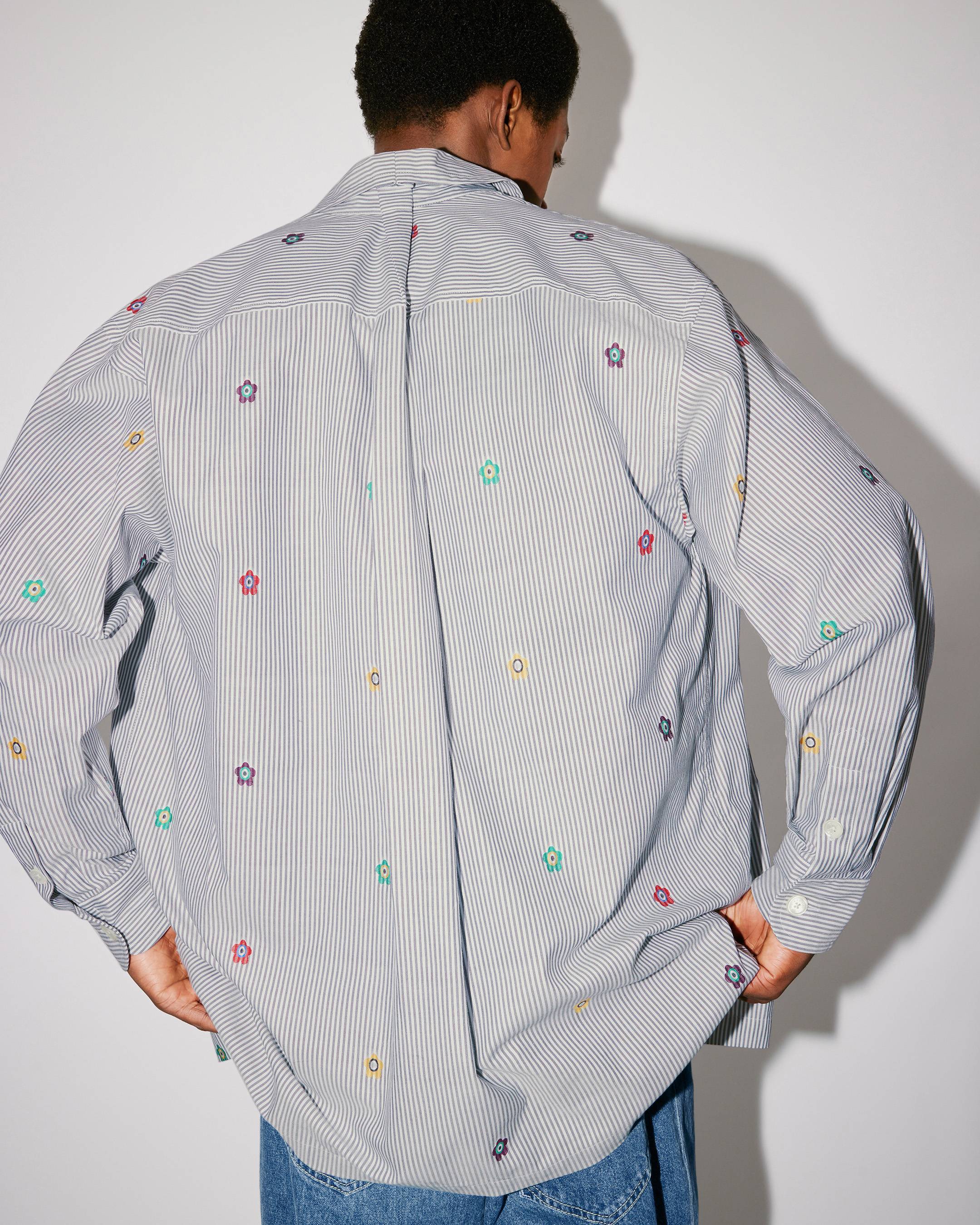 Kenzo Target Oversized Striped Shirt In Gray