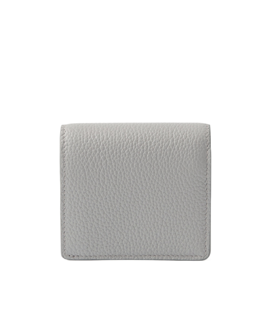 Burberry Tb Grained-texture Leather Wallet In Gray