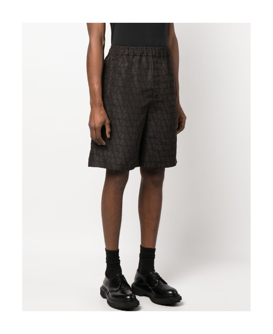 Valentino Iconographic Print Bermuda Shorts In Black
