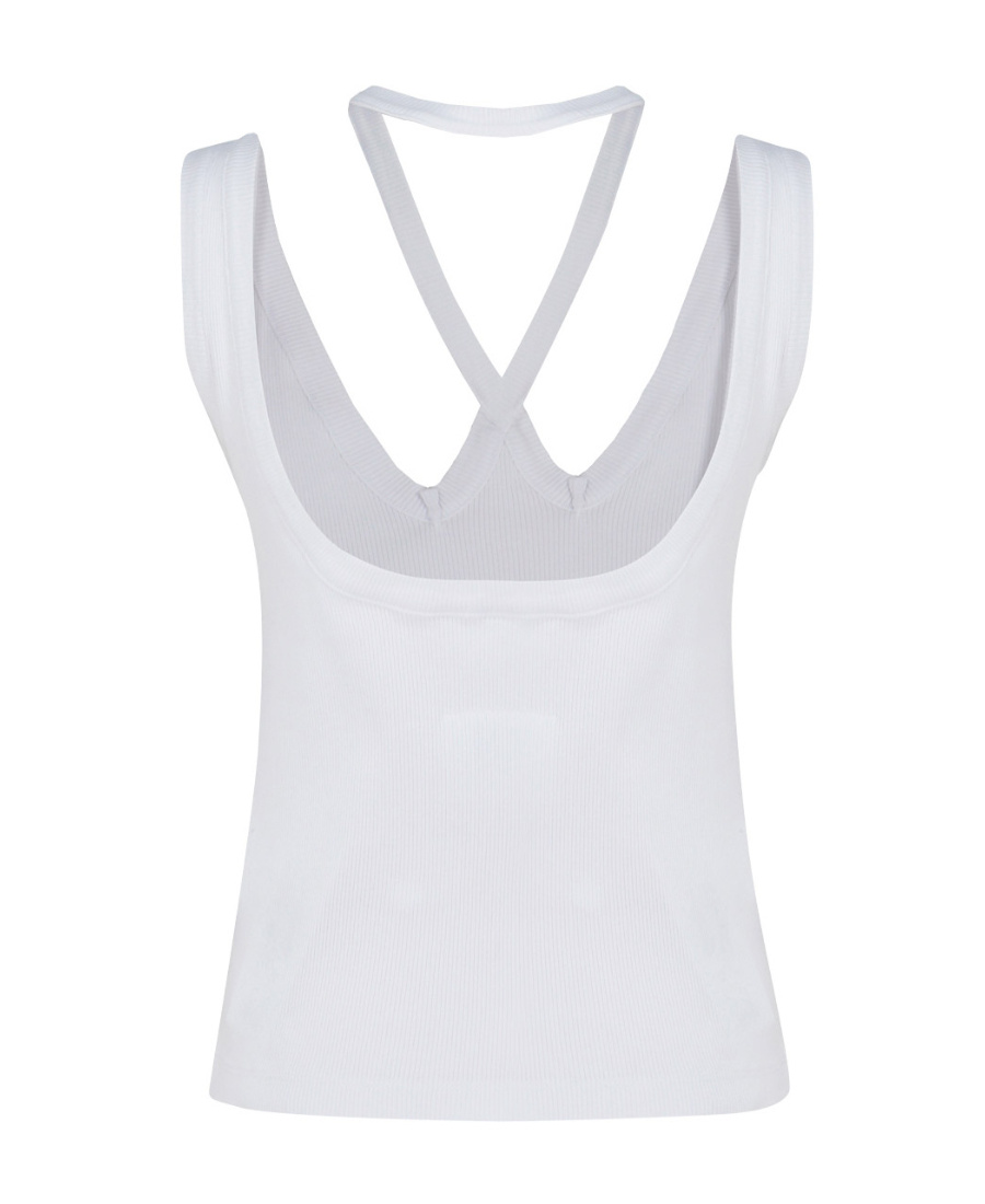 Mm6 Maison Margiela Halterneck Scoop-back Vest Top In White