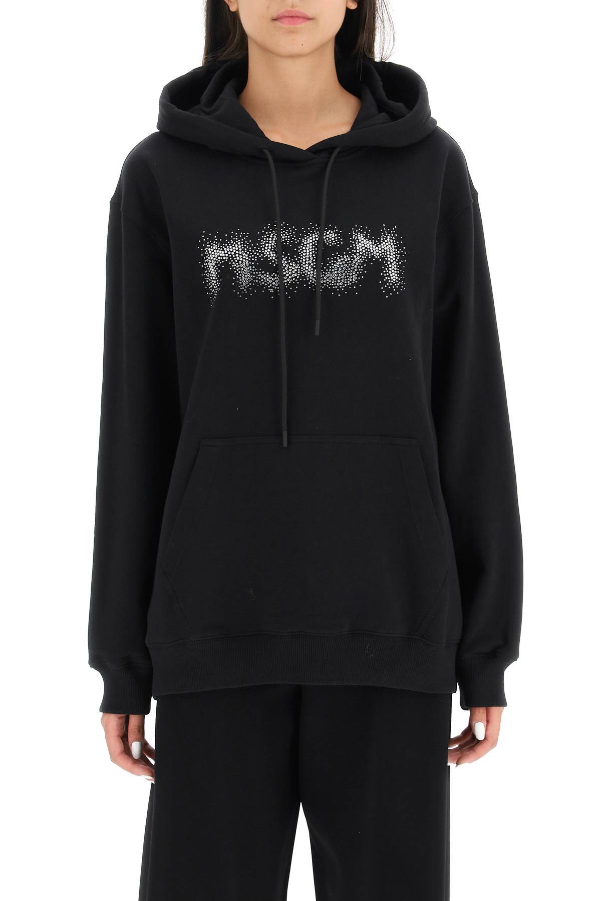 Msgm Logo Hooded Sweater In Black