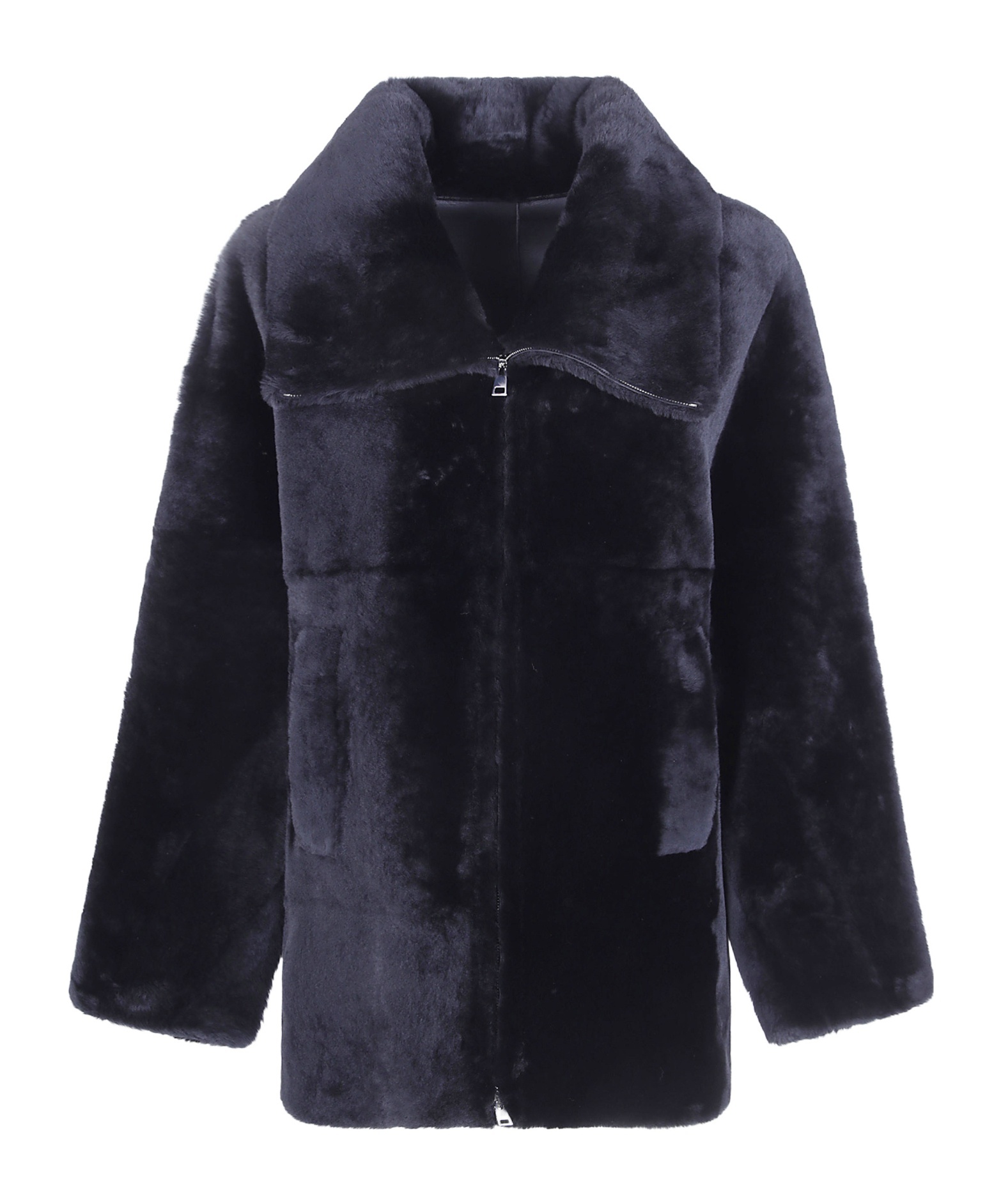 Blancha Zip-up Fur Jacket In Black