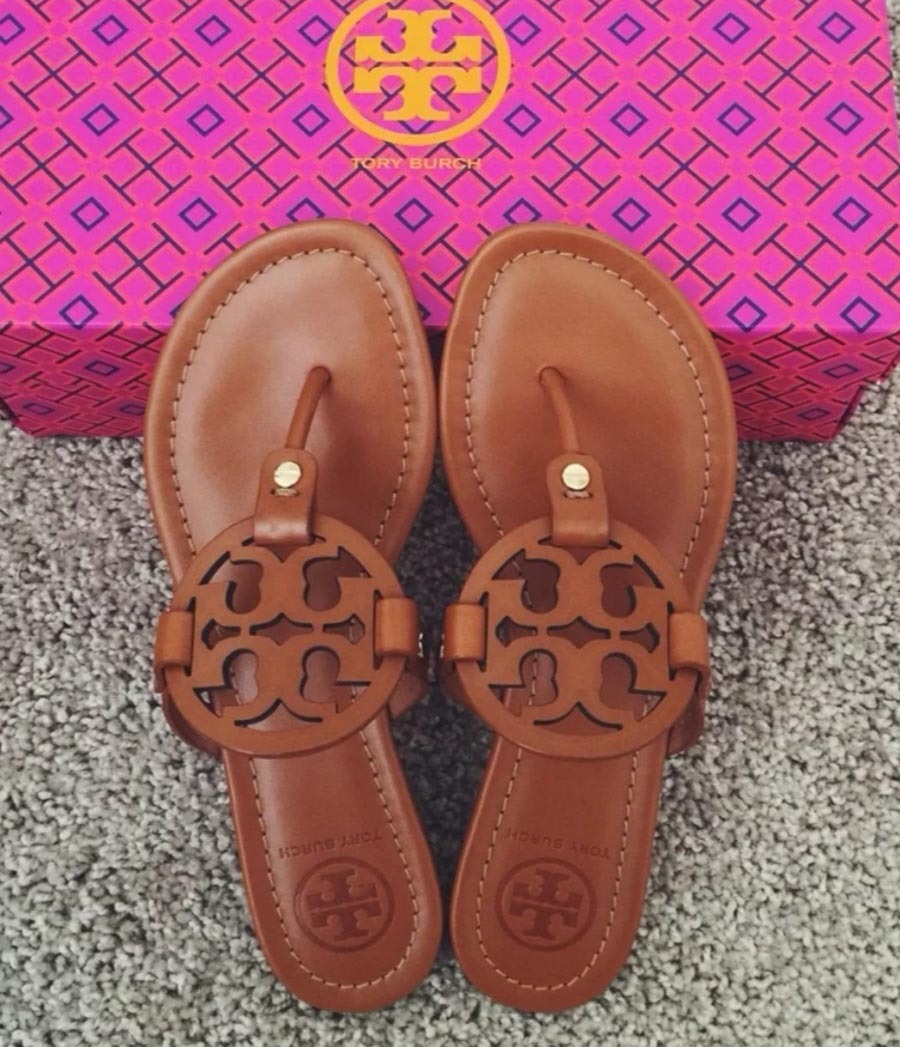 Tory Burch Miller Soft Leather Thong Sandals In Brown
