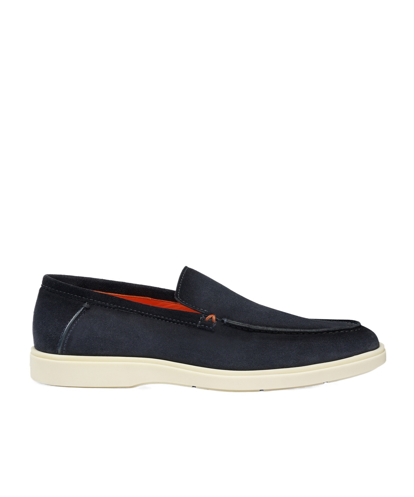 Santoni Suede Moccasin Loafers Round Toe In Gold