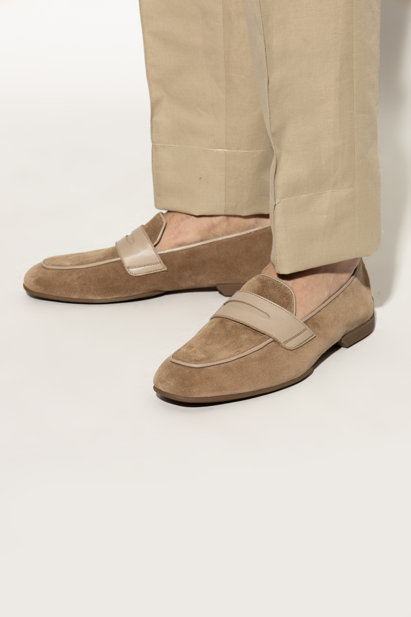 Brioni Round Head Loafer Shoes In Brown