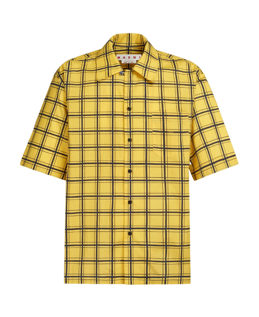 Marni Short-sleeve Checked Shirt In Yellow