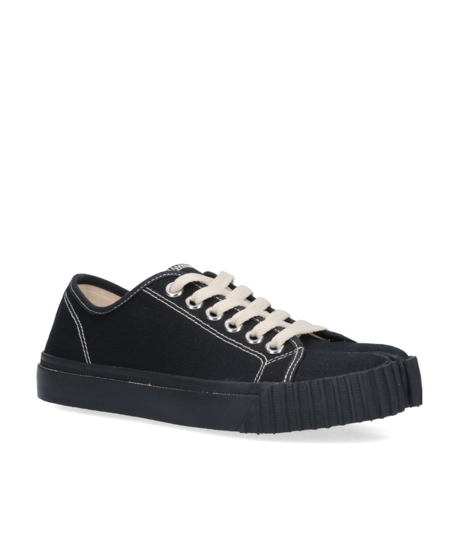 Maison Margiela 10mm Tabi Rubberized Canvas Sneakers In Black