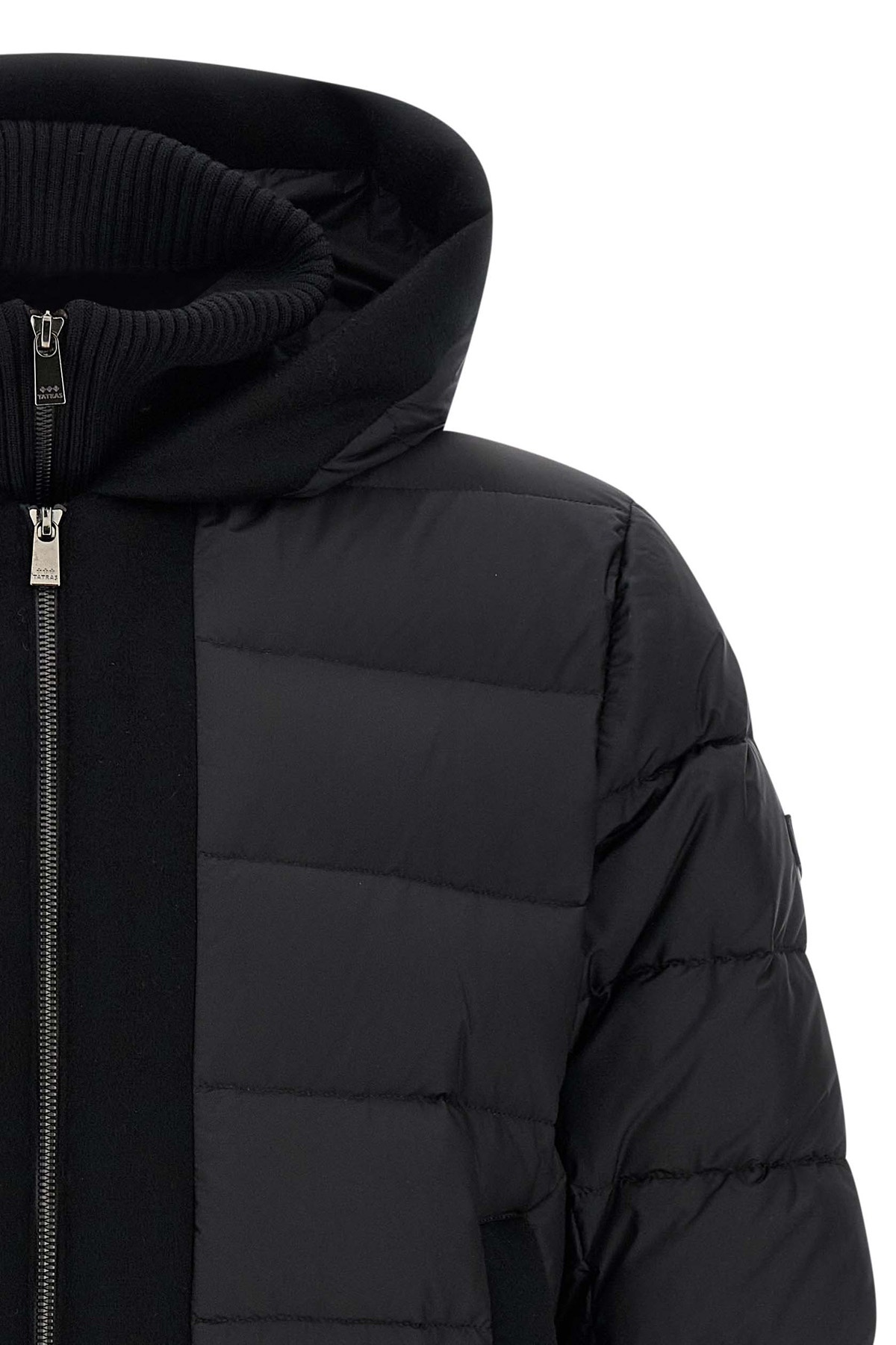 Tatras Liko Black Down Jacket With Drawstring Hood And Logo Patch On The Side In Tech Fabric Man In Black