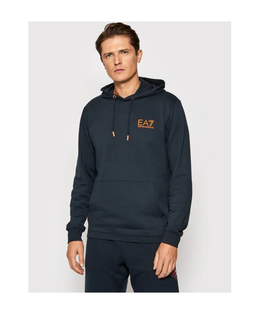 Ea7 Logo-print Jersey Hoodie In Black