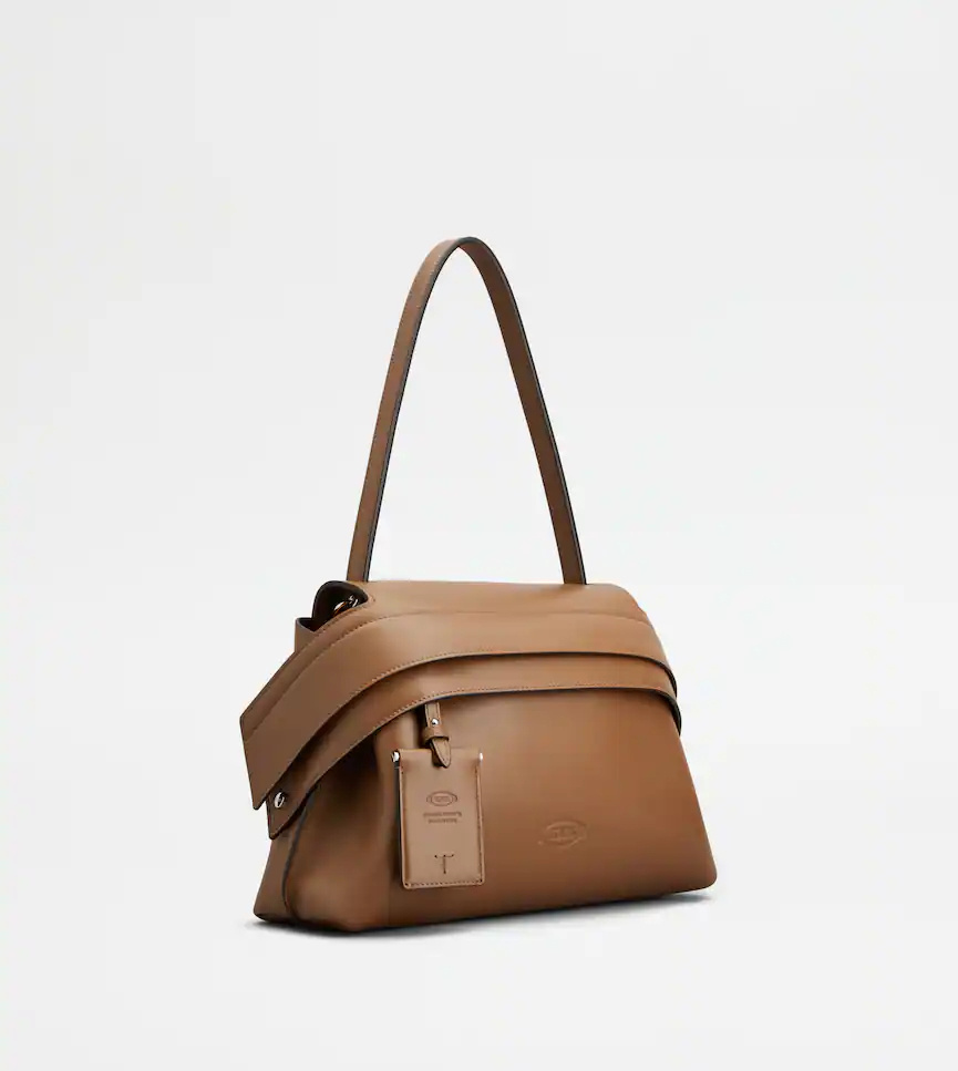 Tod's Caramel Leather Small Tod S Wave Shoulder Bag In Brown