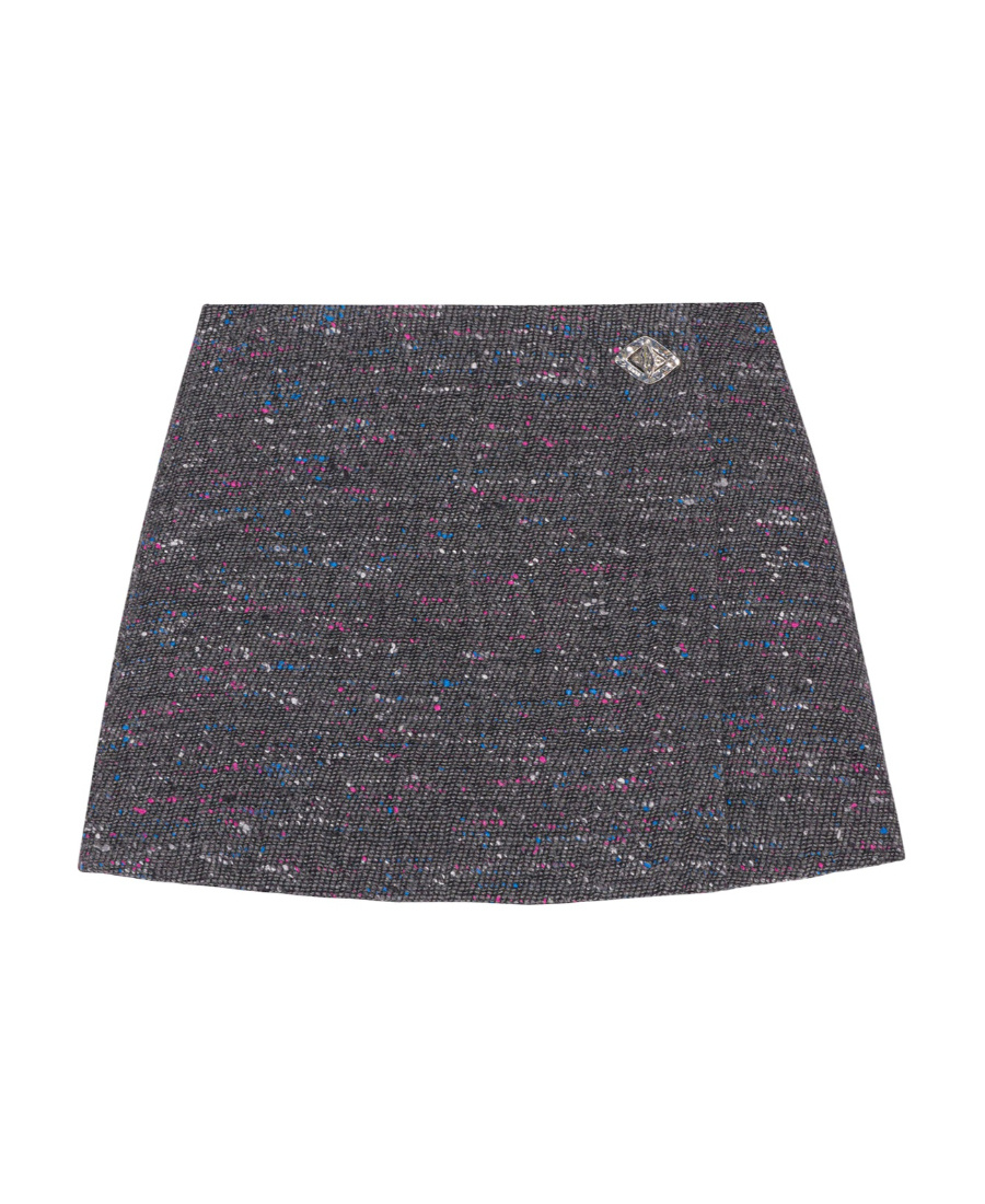 Ganni Tweed Wrap Mini Skirt In Black