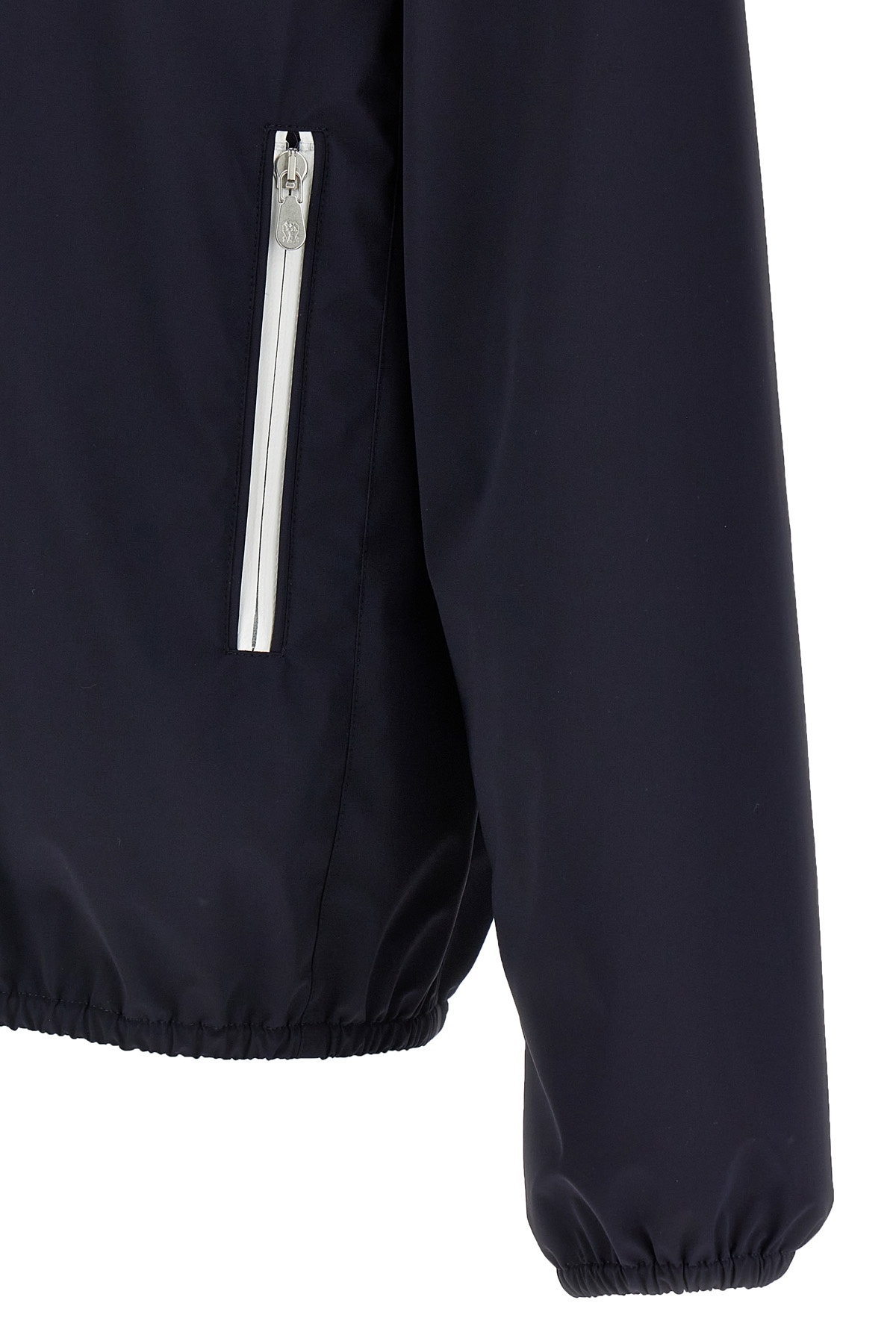 Brunello Cucinelli Membranated Nylon Jacket With Logo And Hood In Black