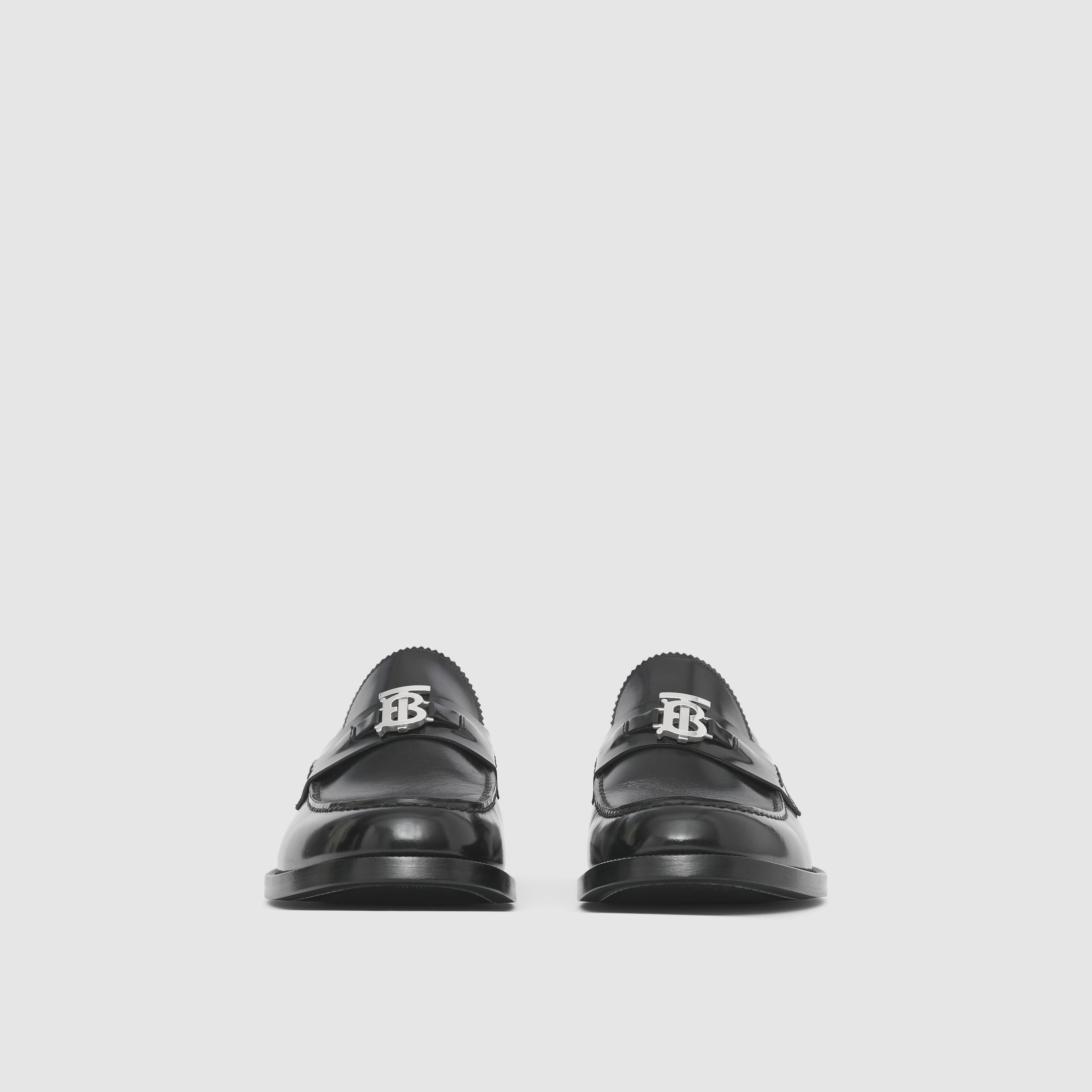 Burberry Fred Tb Metal Leather Loafers In Black
