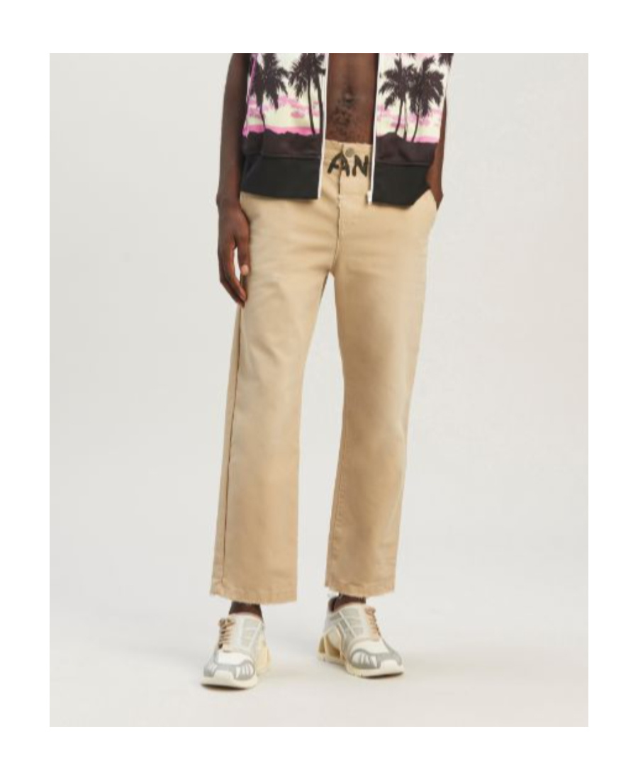 Palm Angels Chino Pants With Logo Branding In Nude
