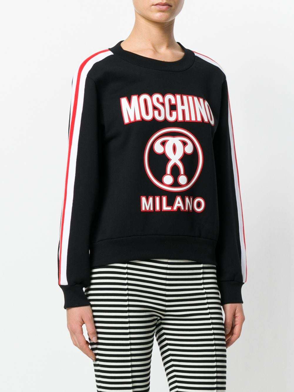 Moschino Logo Question Mark Printed Hoodie In Black