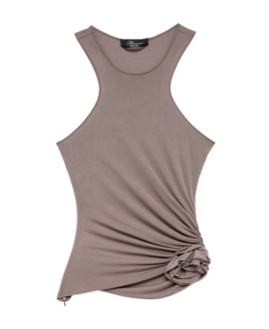 Shop Blumarine Halterneck Tank Top In Gray