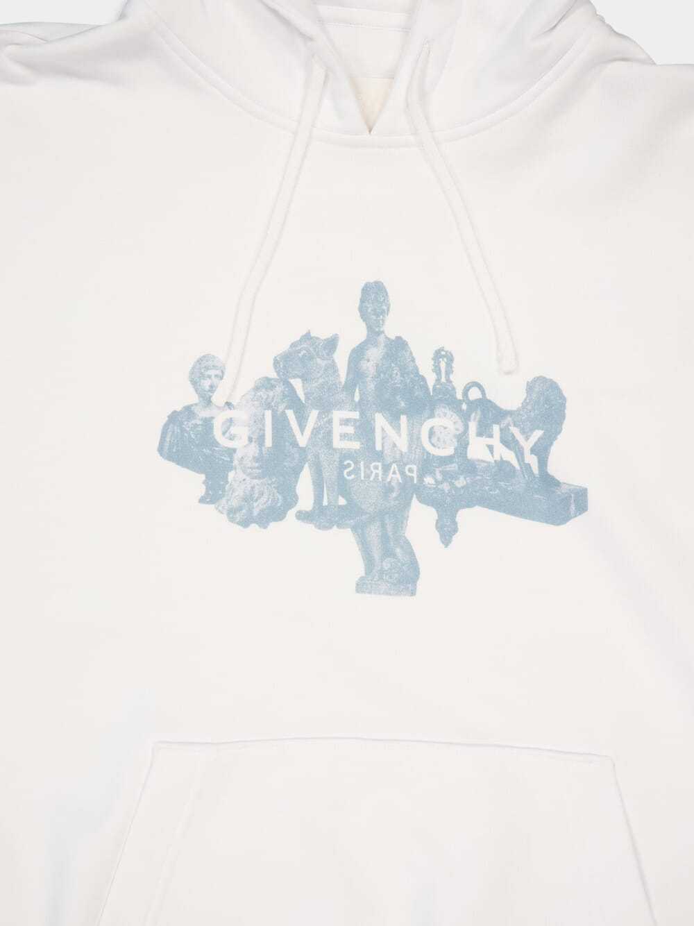 Givenchy Mens White Logo-embroidered Ribbed Cotton-blend Hoody In White
