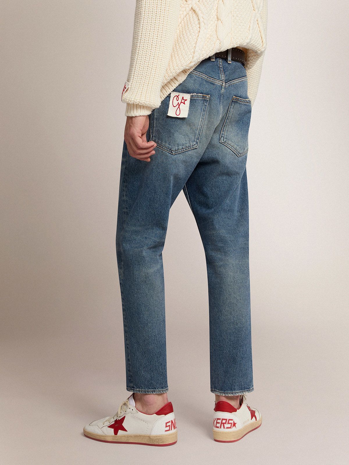 Golden Goose Deluxe Brand Washed Effect Straight Leg Jeans In Blue