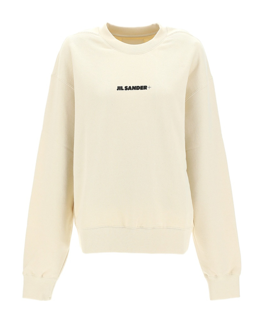 Jil Sander Logo Print Crewneck Sweatshirt In White