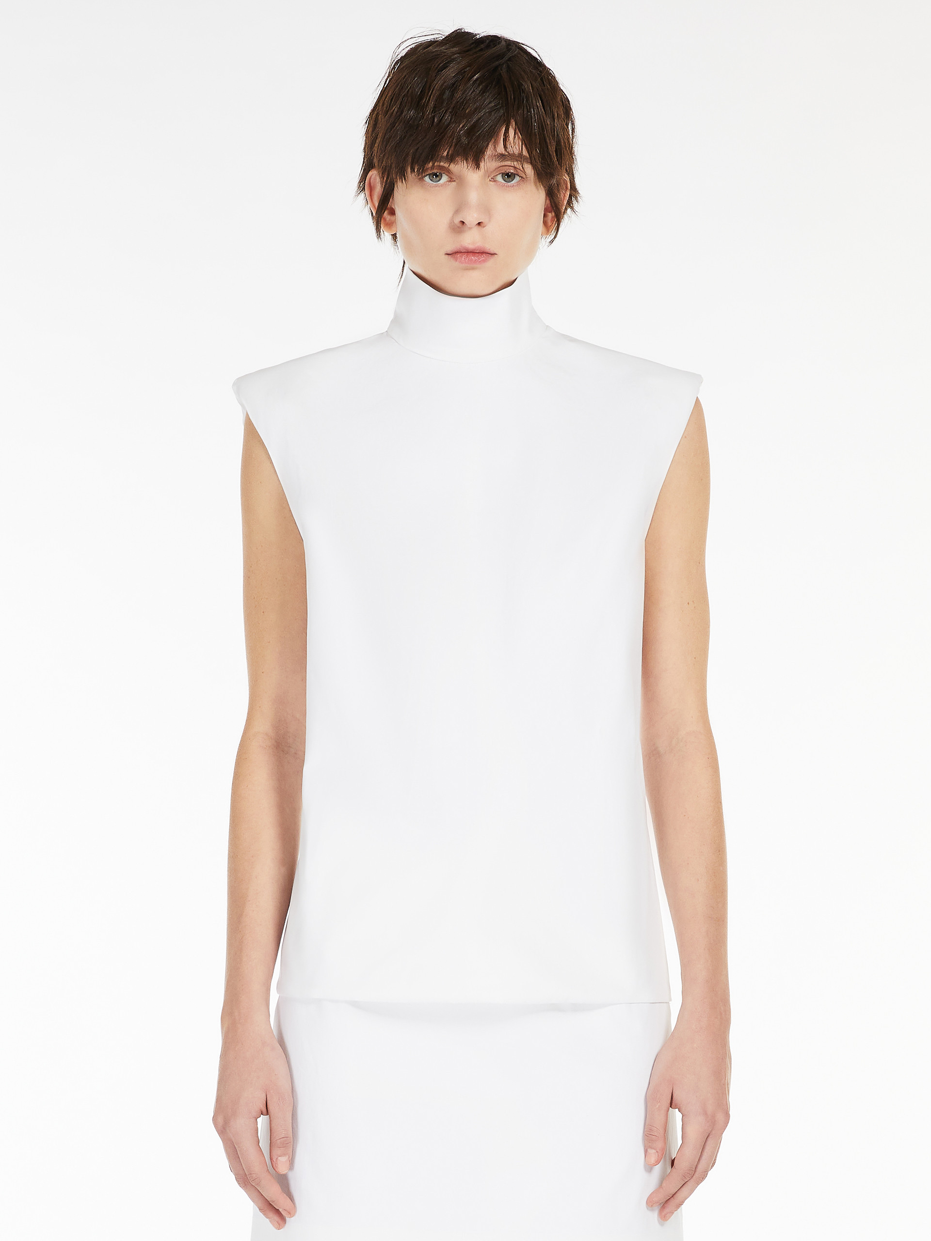 Sportmax High-necked Sleeveless Top In Cann In White