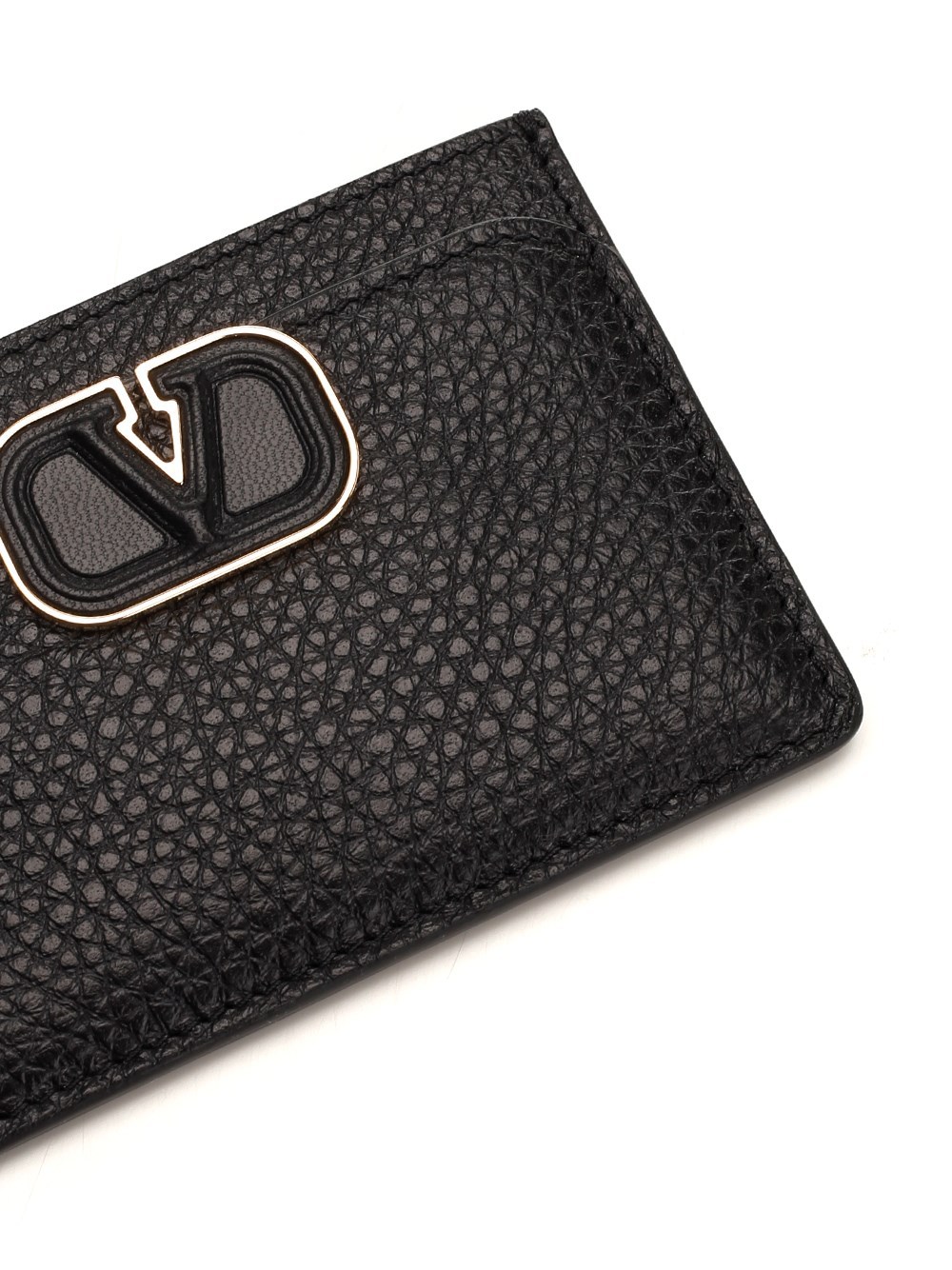 Valentino Vlogo Signature Leather Cardholder In Black