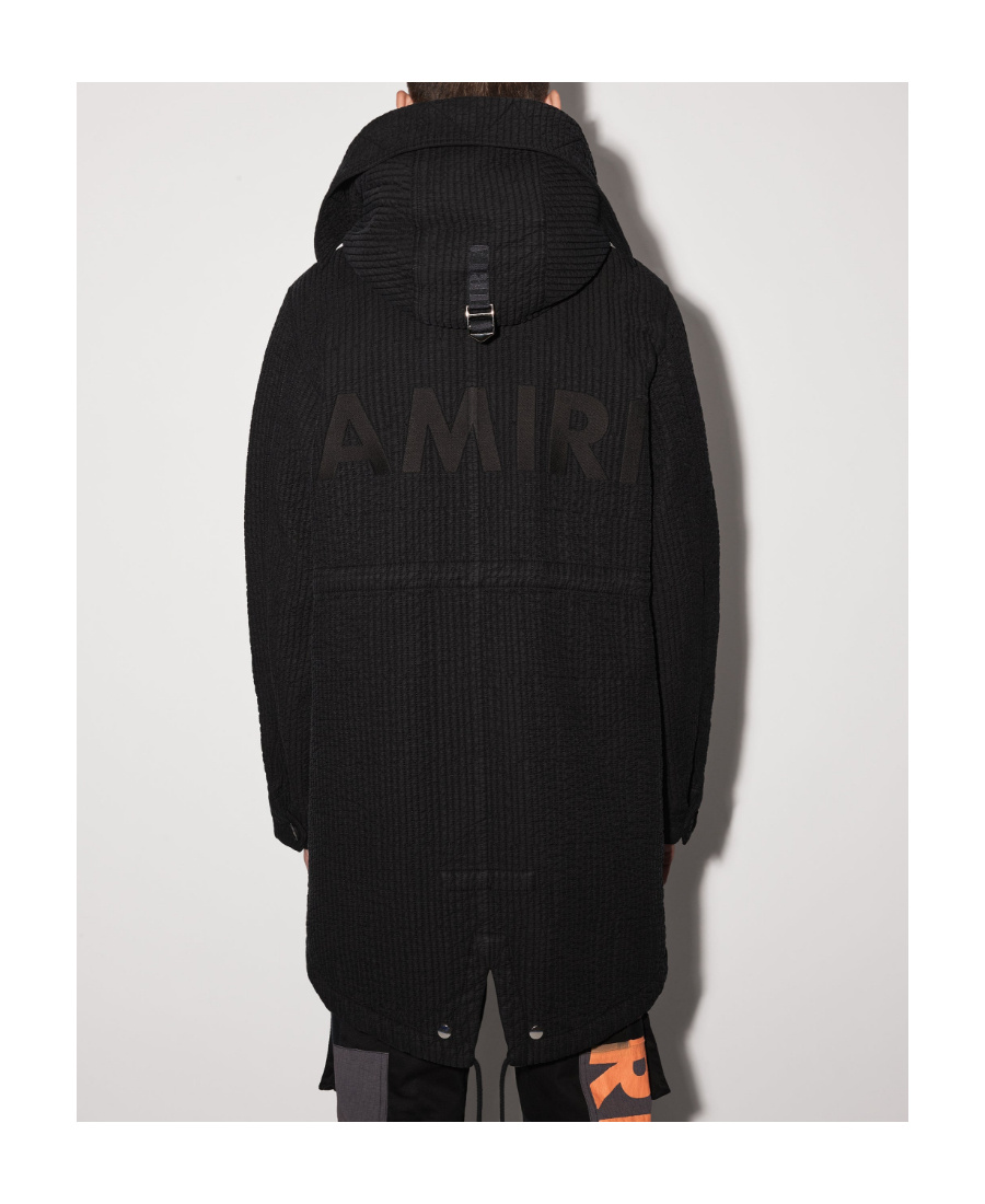 Amiri Drawstring-hooded Zipped-up Parka Coat In Black