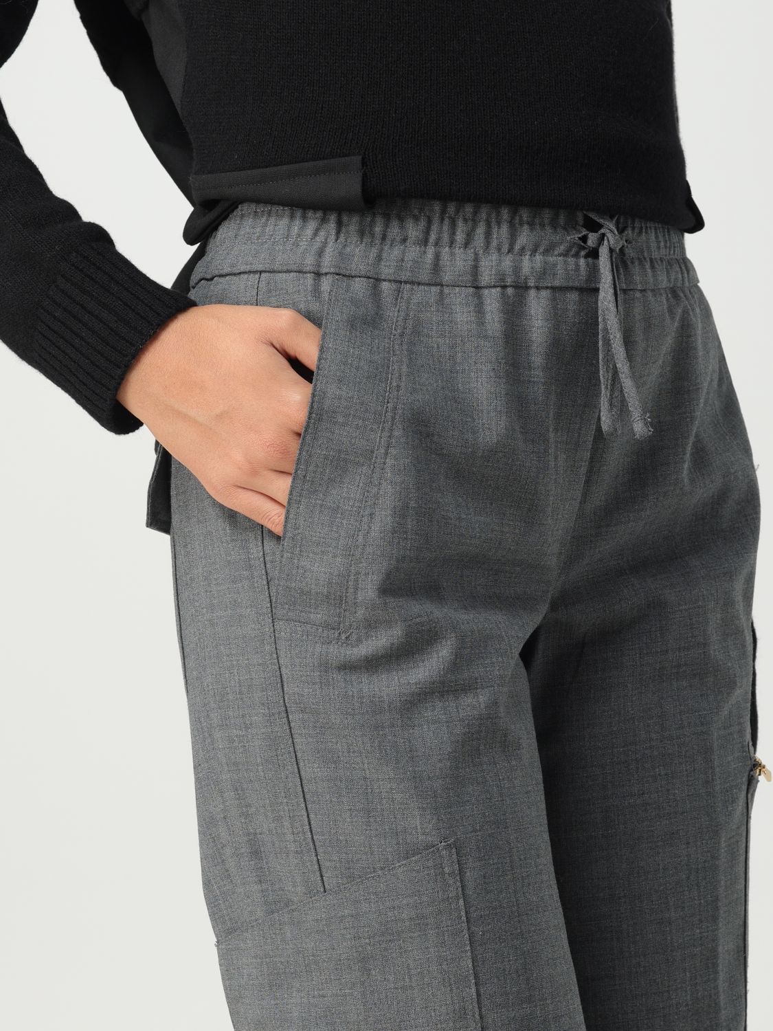 Semicouture Drawstring Casual Pants In Gray