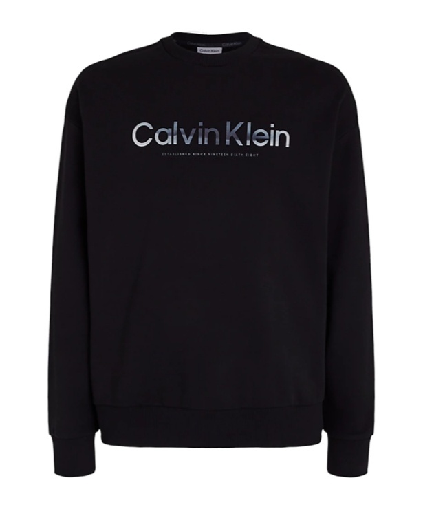 Shop Calvin Klein Logo-print Cotton Sweatshirt In Black
