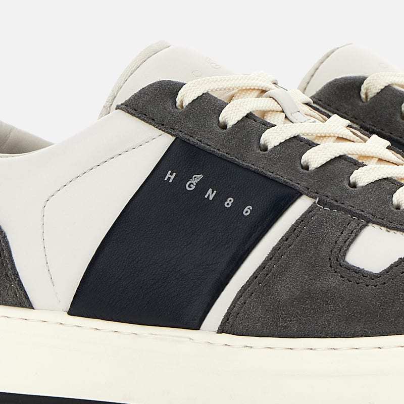 Hogan Smooth And Suede Leather H-tv Sneakers. In White