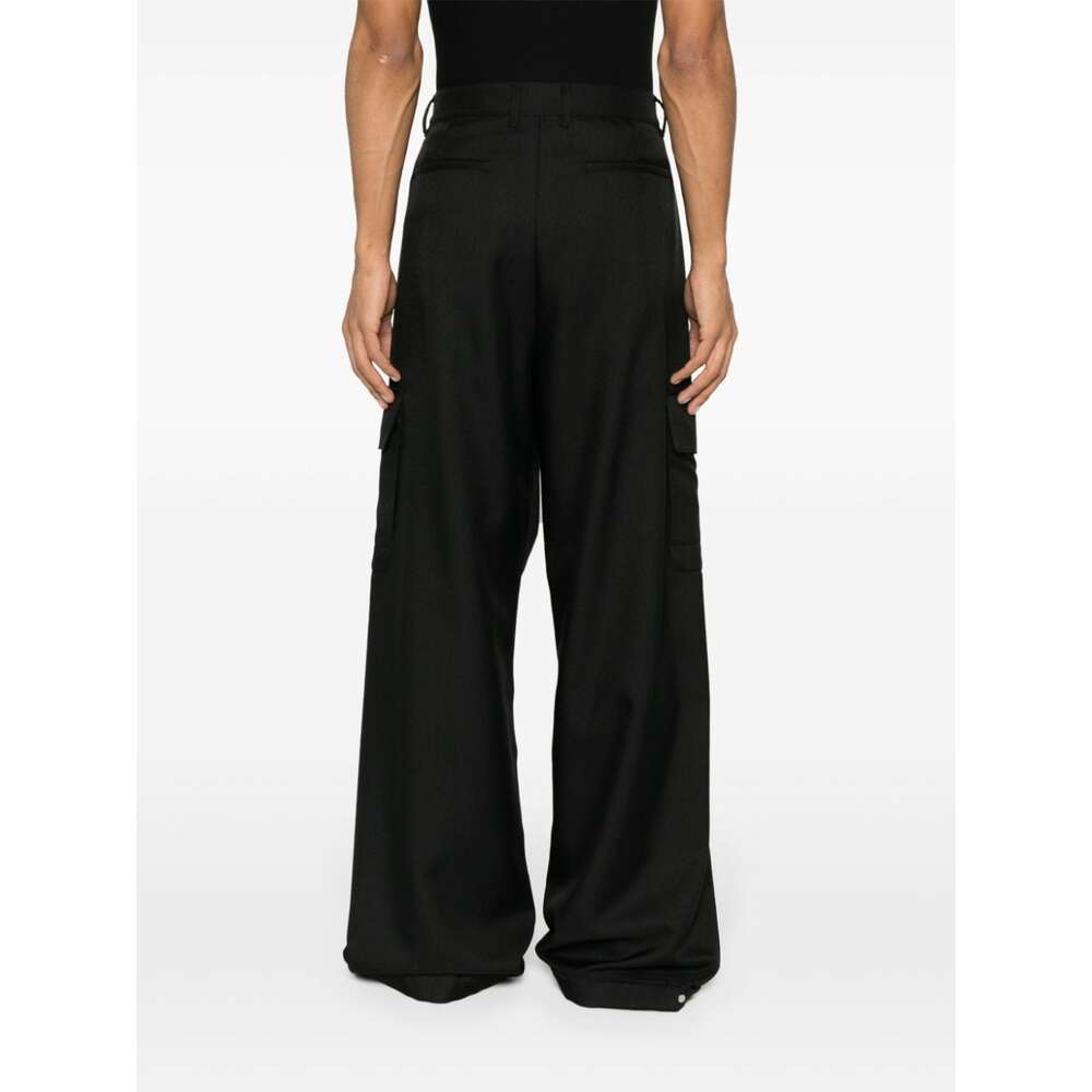 Off-white Ow Embroidery Nylon Cargo Pants In Black