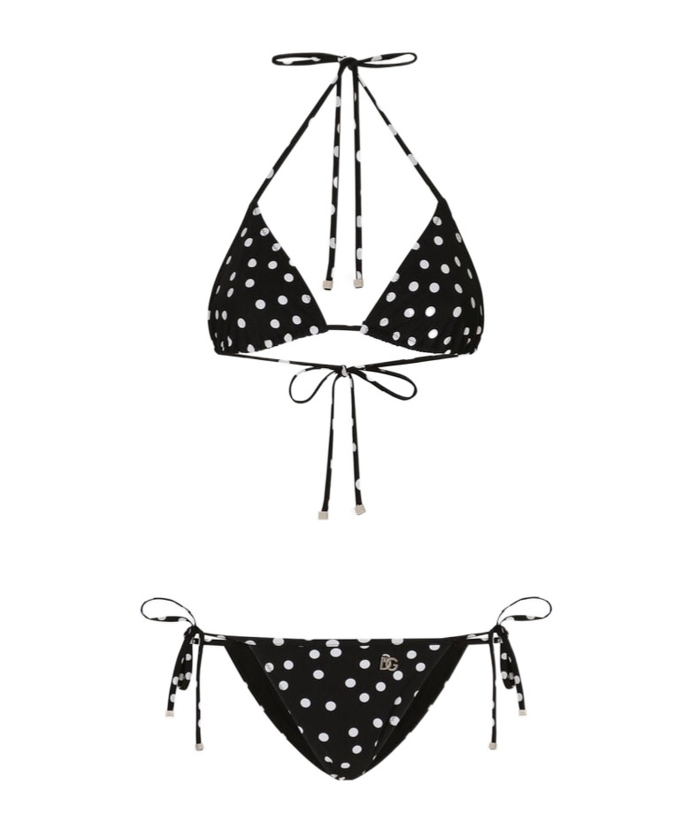 DOLCE & GABBANA POLKA DOT-PRINT TRIANGLE-CUP BIKINI SET