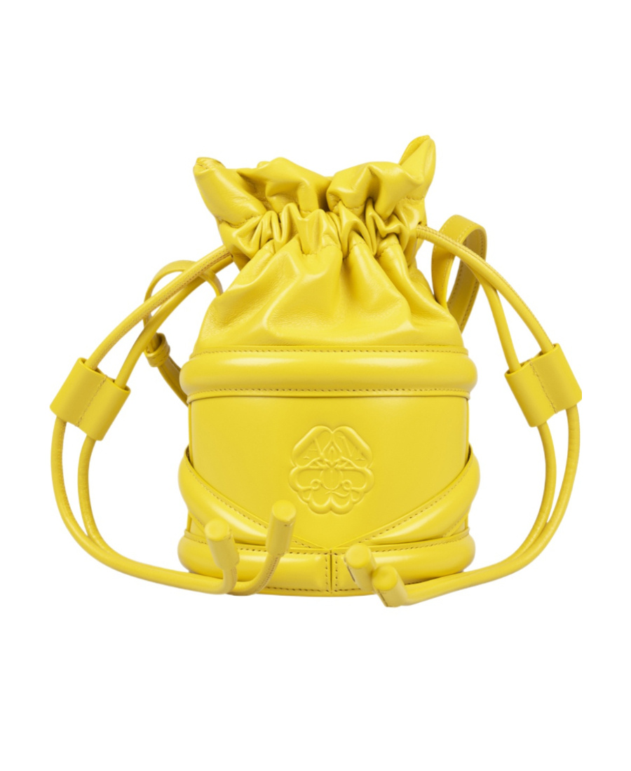 Alexander Mcqueen Soft Curve Drawstring Bucket Bag In Yellow