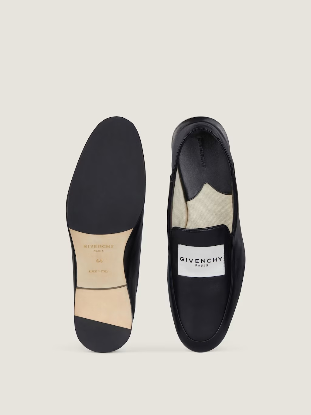 Givenchy Label Loafers In Shiny Leather In Black