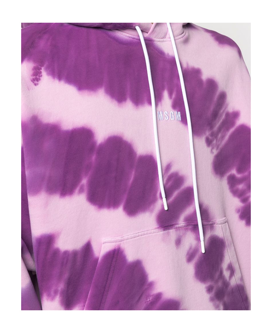 Msgm Tie Dye Cotton Jersey Sweatshirt Hoodie In Purple