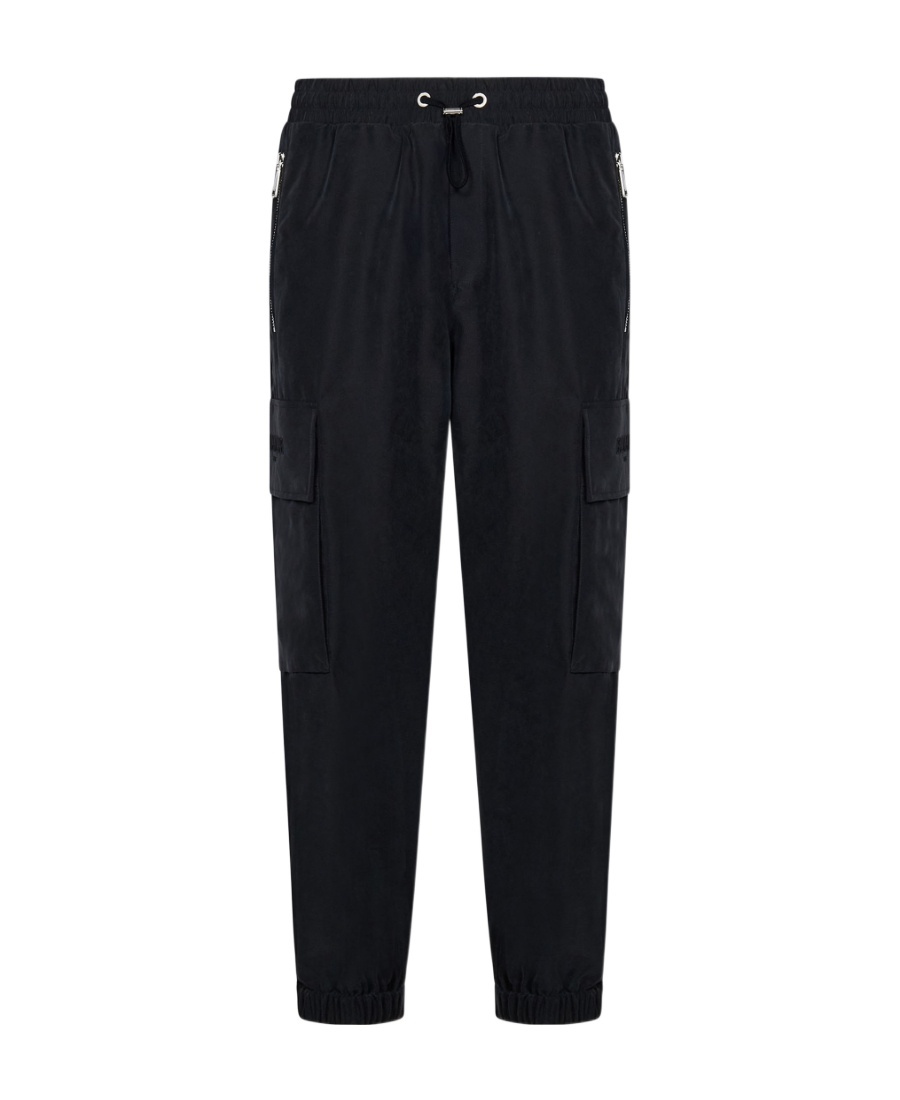 Balmain Embossed-logo Modal-blend Cargo Pants In Black