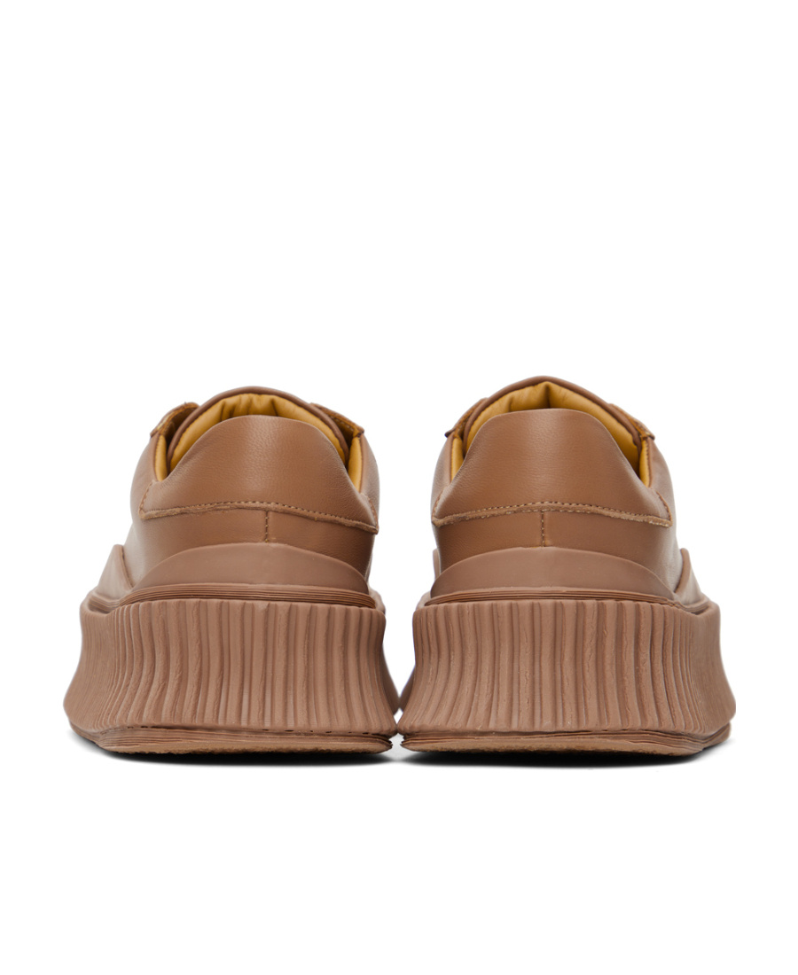 Shop Jil Sander Lace-opening And Closing Low-cut Sneakers In Brown