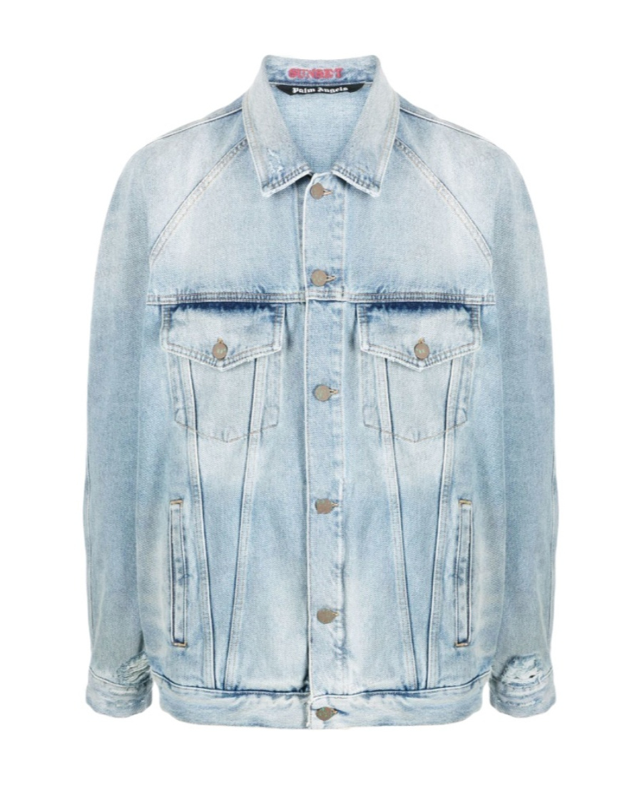 PALM ANGELS PALM ANGELS DISTRESSED LOGO PATCH JACKET